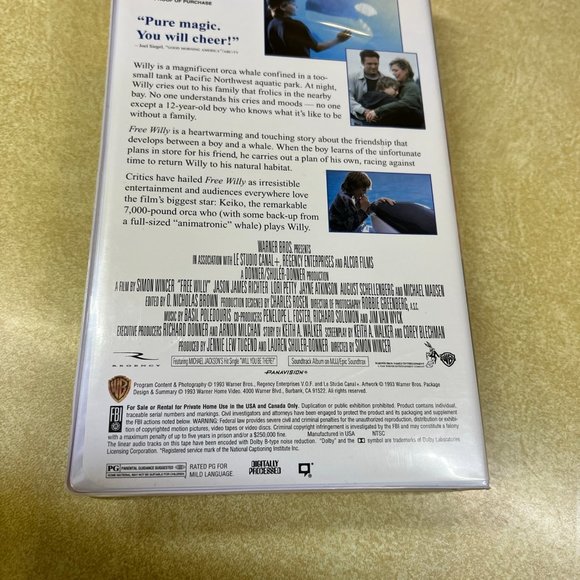 Free Willy VHS Clamshell Warner Bros - Picture 2 of 3